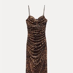 ZARA Leopard Print tulle mid dress